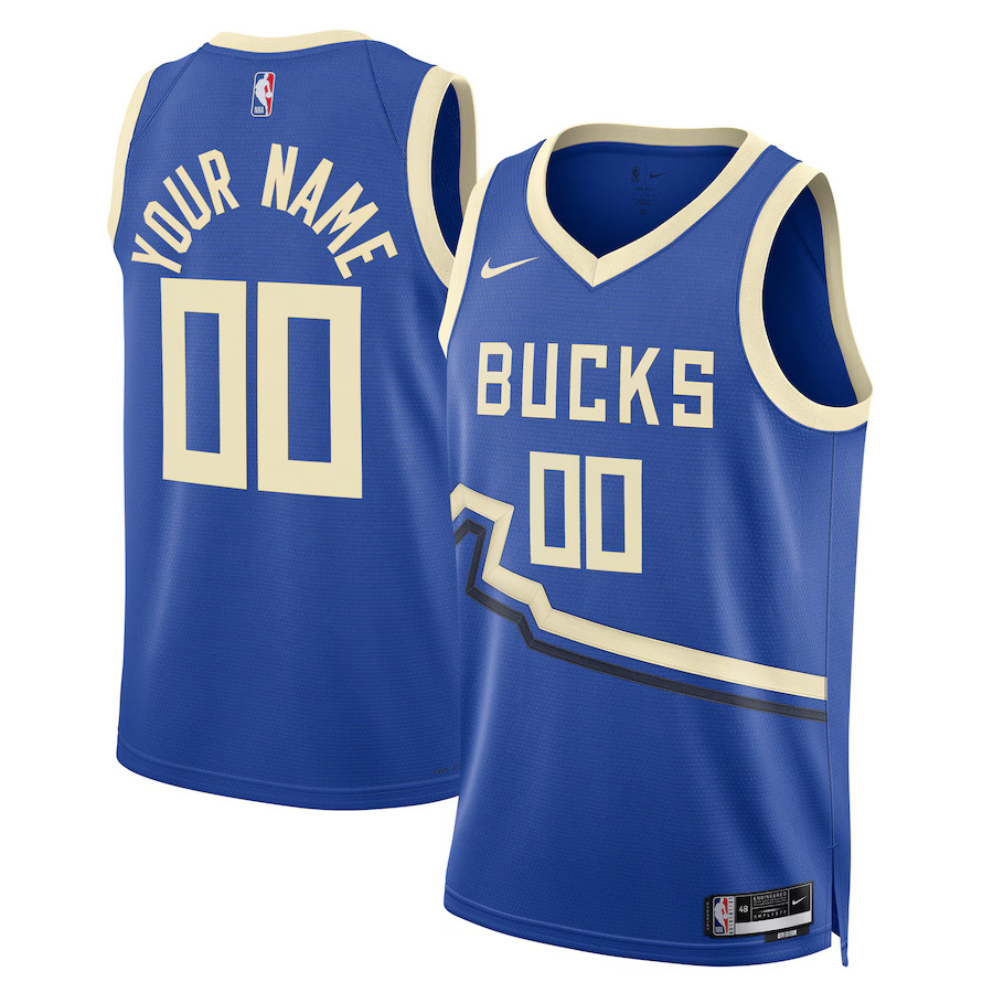 Men Milwaukee Bucks Nike Royal City Edition 2024-25 Custom Swingman NBA Jersey